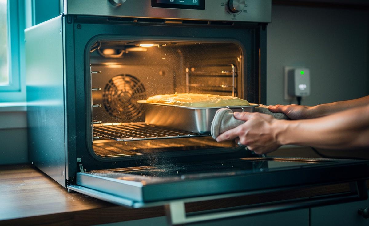 Illustration von Backen ohne Vorheizen im Haushaltsbackofen zur Energieeinsparung bei Kuchenrezepten